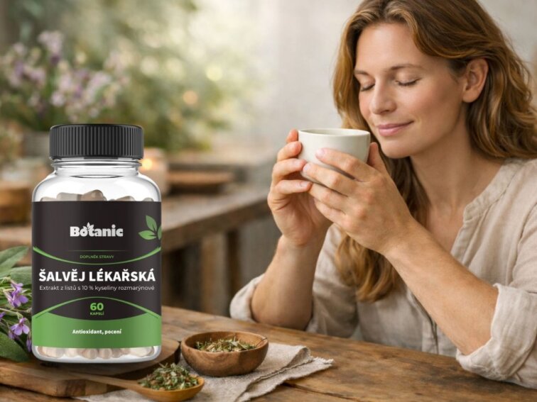 Šalvěj lékařská - Extrakt z listů s 10 % kyseliny rozmarýnové v kapslích