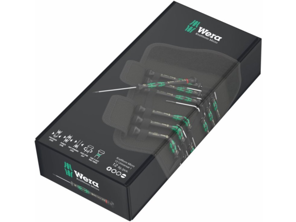 Wera 073675 Skrutkovače pre elektroniku Kraftform Micro 12 Universal 1 (Sada 12 dielov)