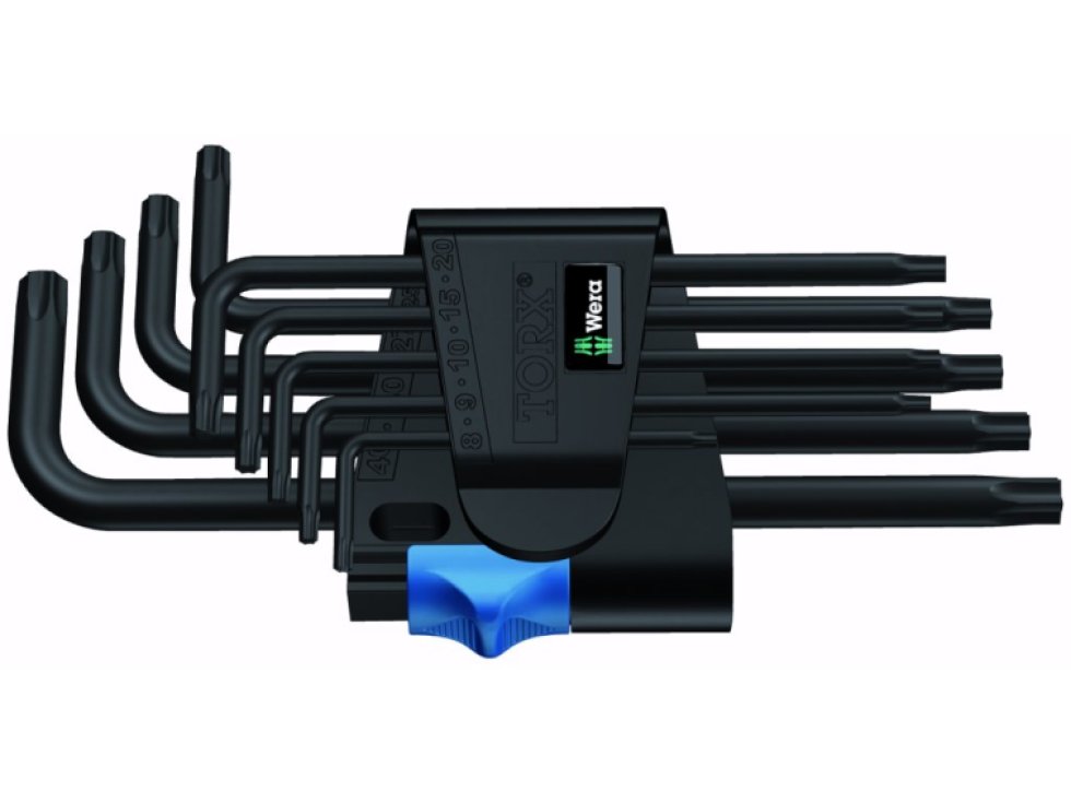 Wera 024244 Zástrčné kľúče Torx 967/9 TX HF 1 s pridržiavacie funkciou, BlackLaser (Sada 9 dielov)