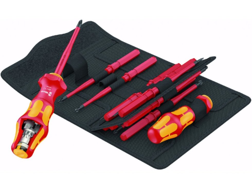 Wera 057484 elektrikárske skrutkovacie čepele VDE Kraftform Kompakt Turbo i 1 (Sada 16 dielov)