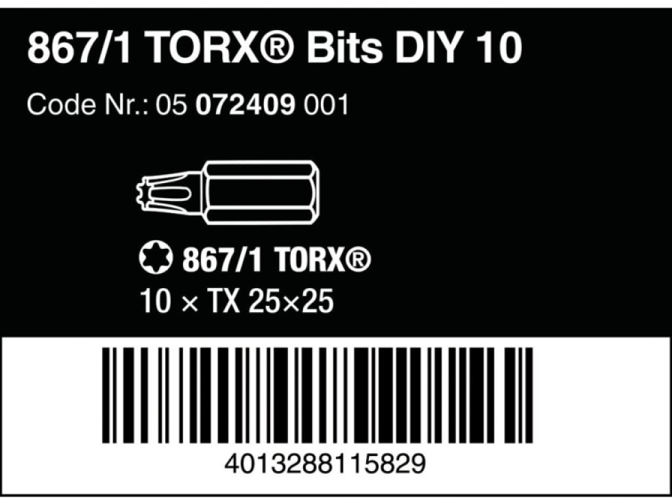 WERA 072409 DIY TX25 x 25 mm Torx bit - 10 kusov v balení