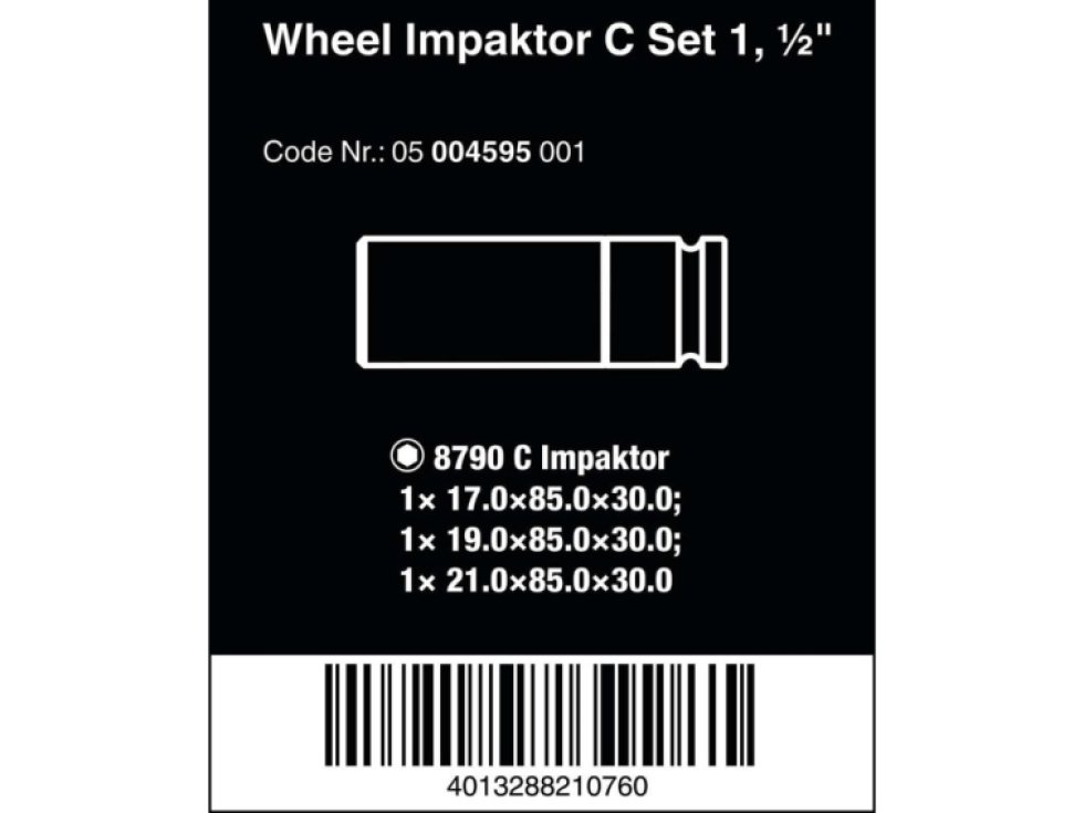 Wera 004595 Nástrčné hlavice 1/2" Wheel Impaktor C Set 1 (Sada 3 ks na kolesá áut)