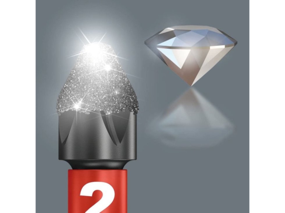 Wera 073961 855/4 IMP DC SB SiS krížový bit PZ 2 nástrojová ocel diamantová vrstva F 6.3