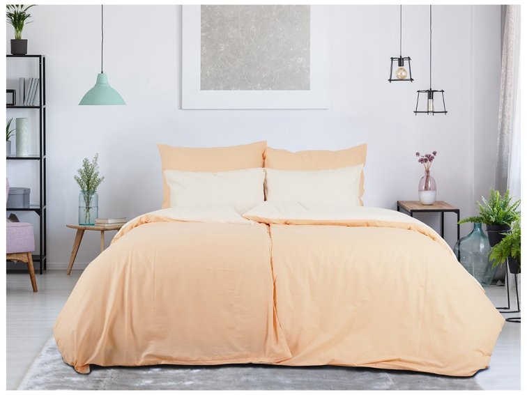 Povlečení BAVLNA Double face hotelový uzávěr - Meruňková/Popelavá