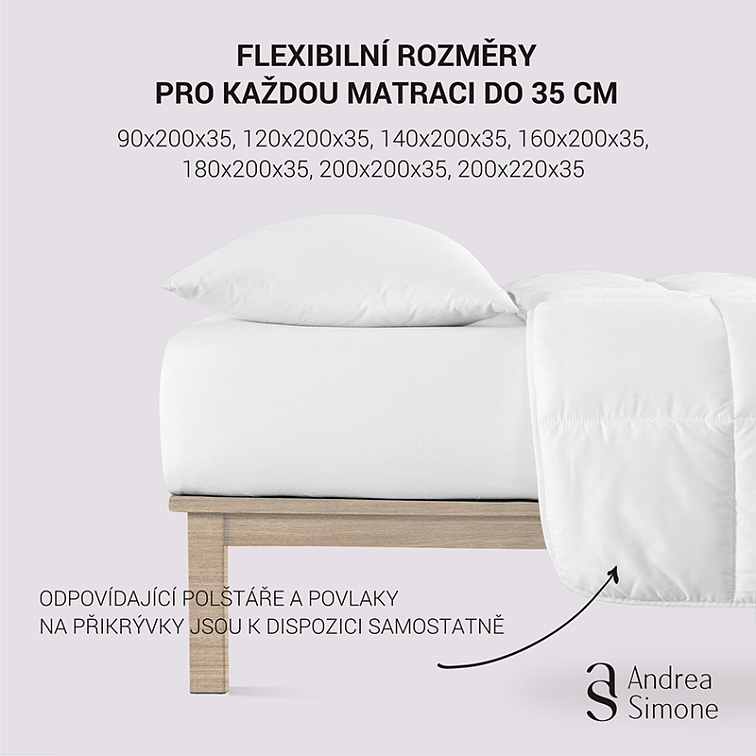 Jersey Lycra prostěradlo Andrea Simone boxspring - Bright White (11-0601)