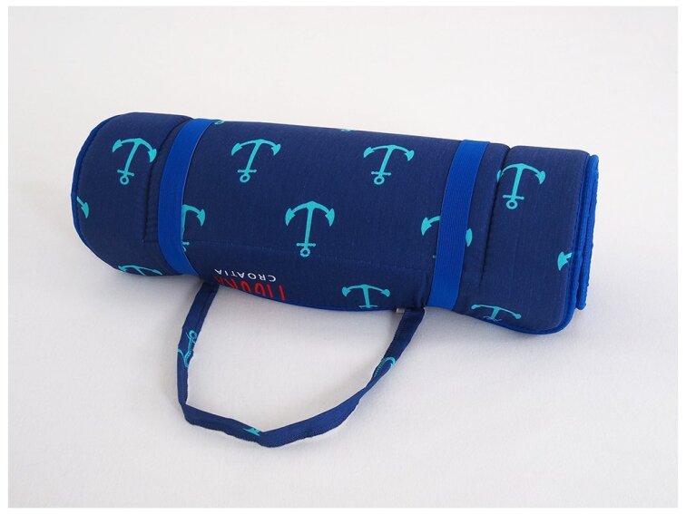 Plážové lehátko v ruličce - modré kotvičky