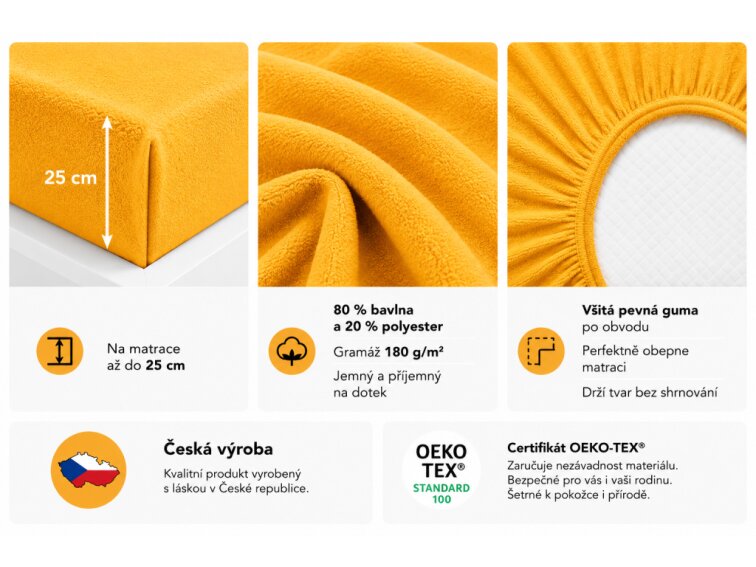 Prostěradlo Froté PERFECT - Sytá žlutá