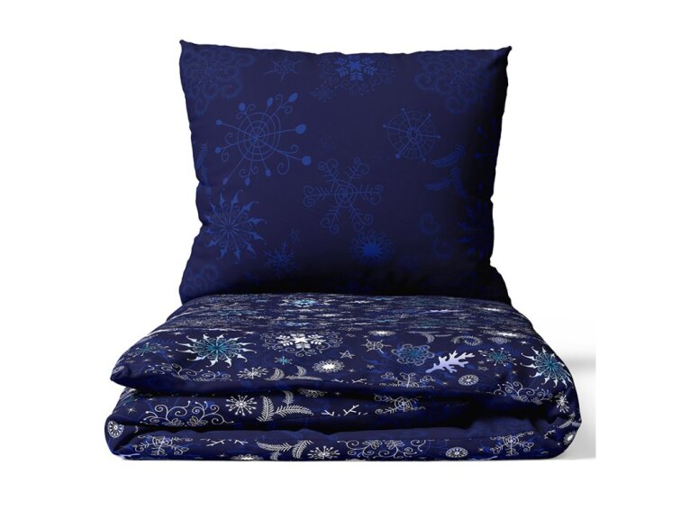 Vánoční Bavlna 140x200+70x90 - Ledové Vločky