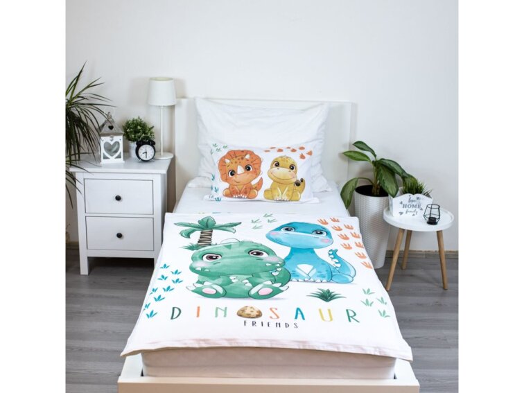 Povlečení bavlněné do postýlky 135x100+40x60 - Dino "02" baby