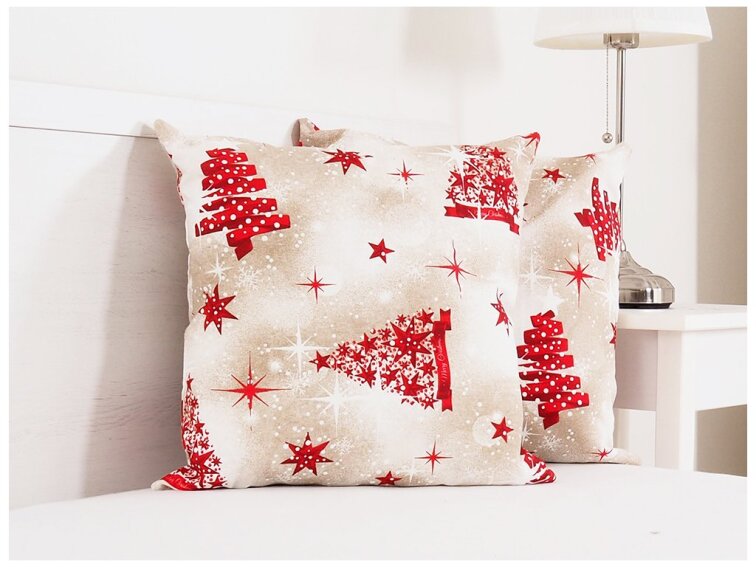 Vánoční dekorační polštářek 45x45 - Stromeček a stuha