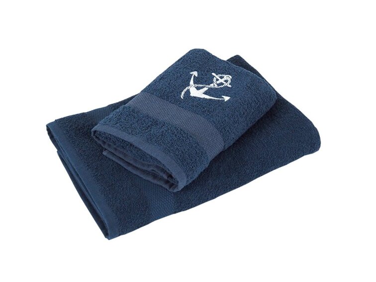 Osuška froté Adria 70x140 s výšivkou - navy Kotva
