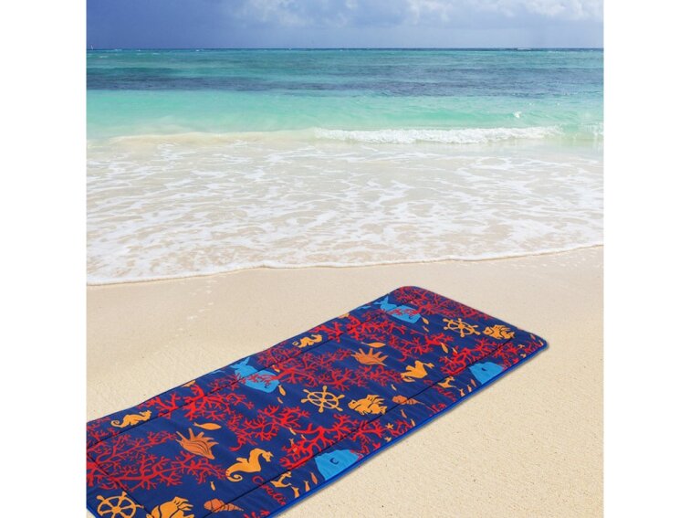 Plážové lehátko v ruličce - mořský koník s korály