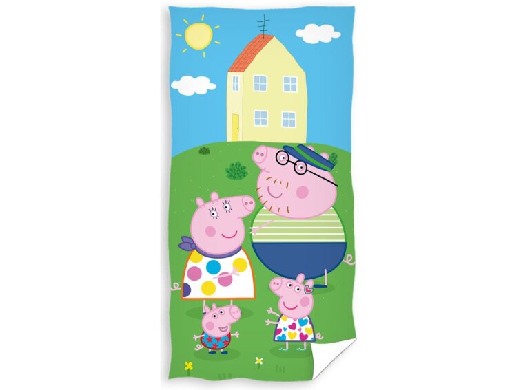 Dětská osuška 70x140 - Prasátko Pepina zábava na zahradě