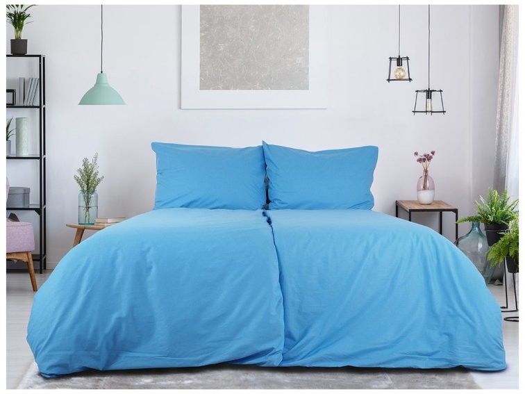 Povlečení BAVLNA Jednobarevné uzavírání ZIP - Nebeská