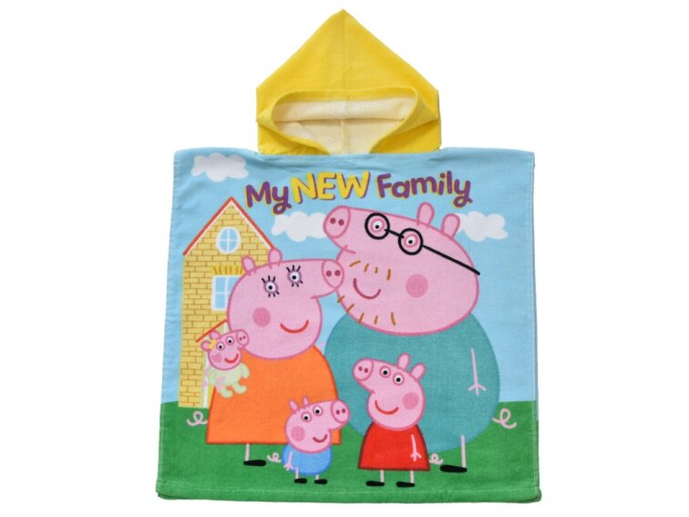 Dětské pončo 55x110 - Prasátko Pepina moje nová rodinka
