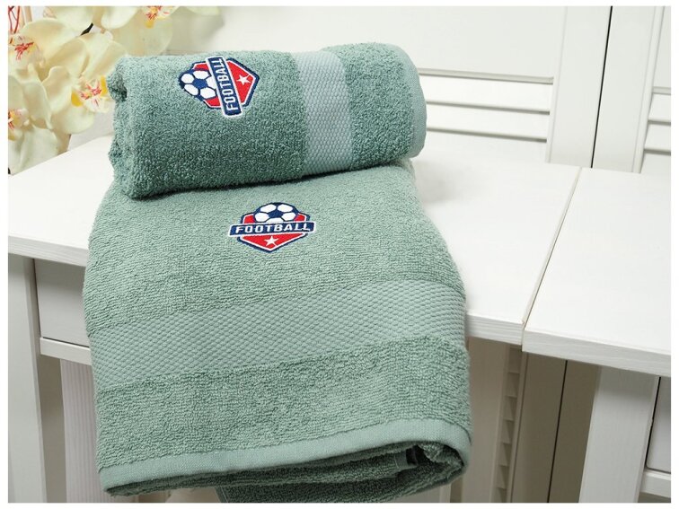 Osuška froté Adria 70x140 s výšivkou - zelená Football