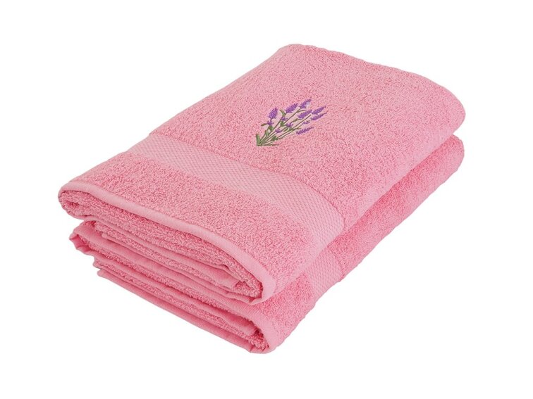 Osuška s výšivkou 65x130 Levandule - Starorůžová