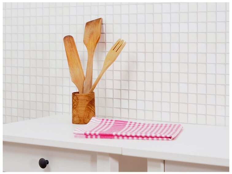 Kuchyňská utěrka káro 45x70 - Růžová