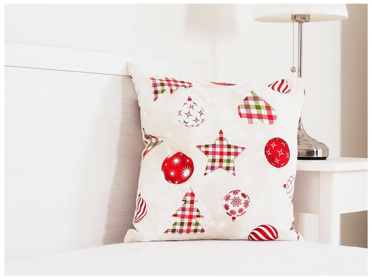 Vánoční dekorační polštářek 45x45 - Vánoční káro