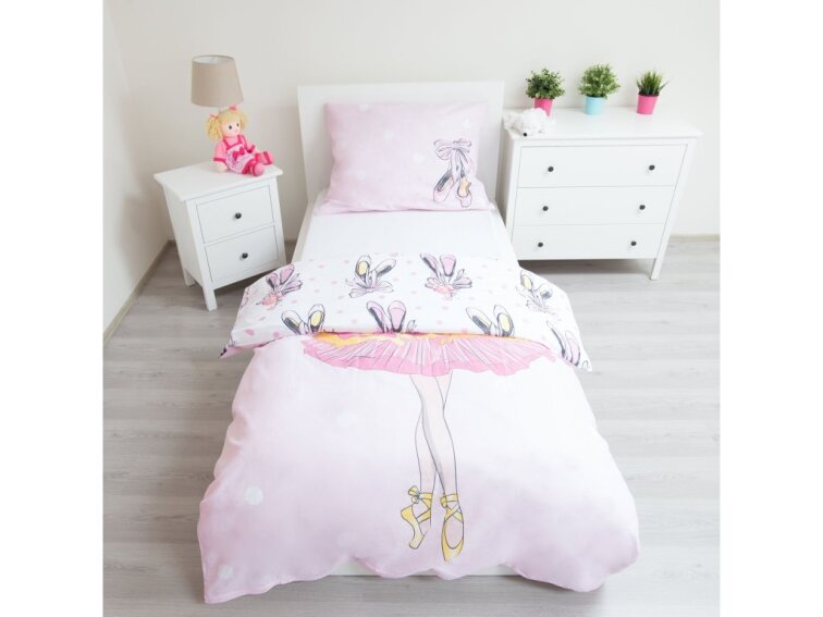 Bavlněné povlečení 140x200 + 70x90 cm - Balerína