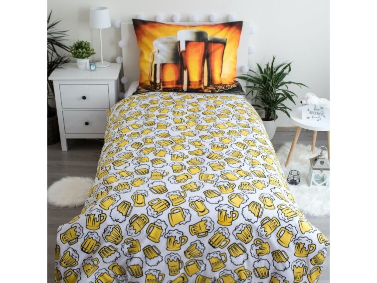 Bavlněné povlečení 140x200 + 70x90 cm - Pivo