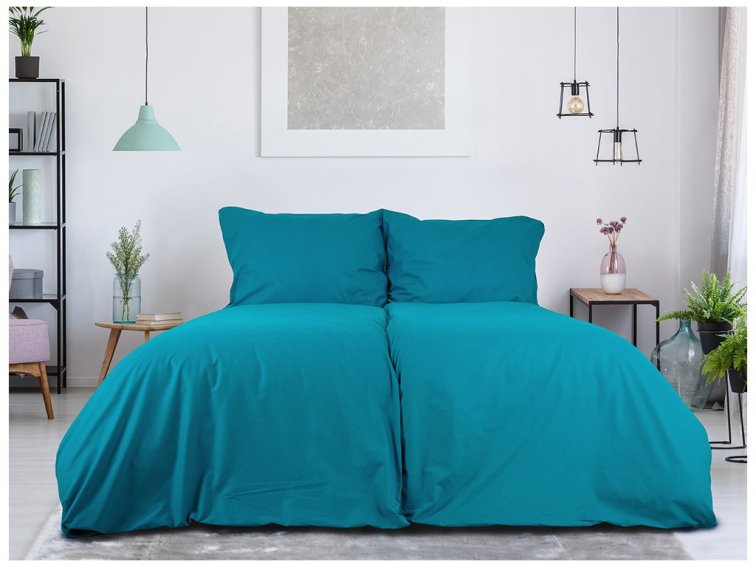 Povlečení BAVLNA Jednobarevné uzavírání ZIP - Tyrkysová