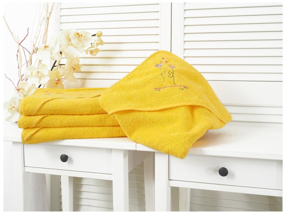 Osuška froté Baby 90x100 - Žlutá s kytkami
