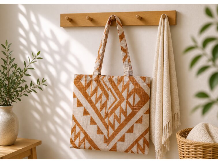 Látková taška - 49x36cm - flanel Etnic terra
