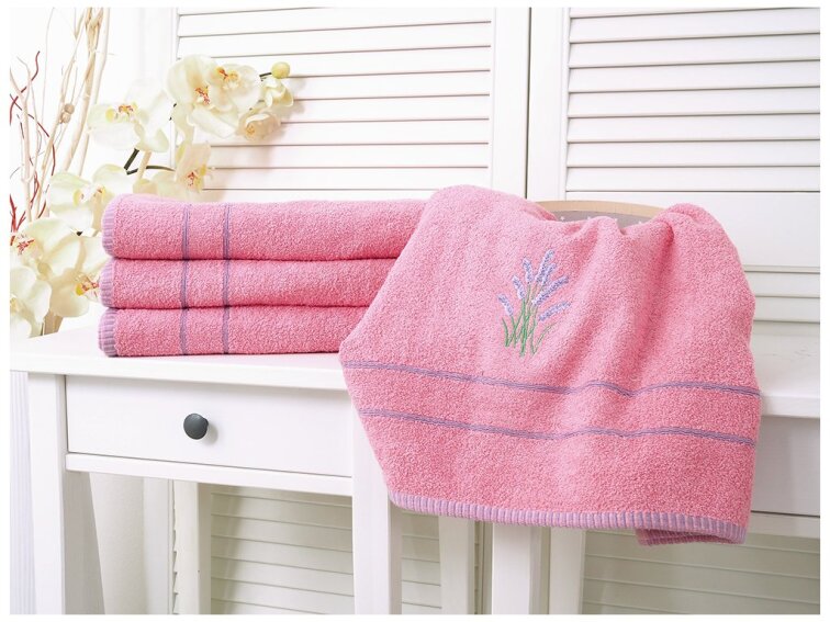 Ručník s výšivkou 50x90 Levandule - Starorůžová