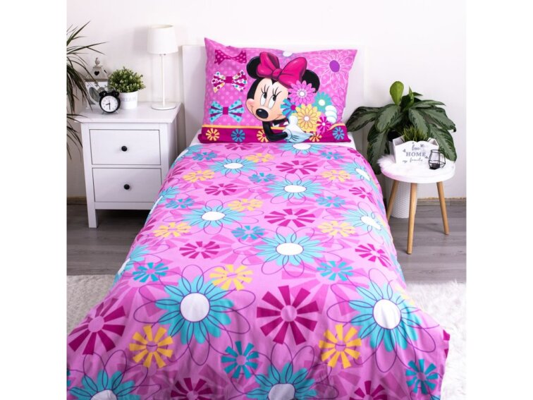 Povlečení Licenční 140x200+70x90 - Minnie bows and flowers