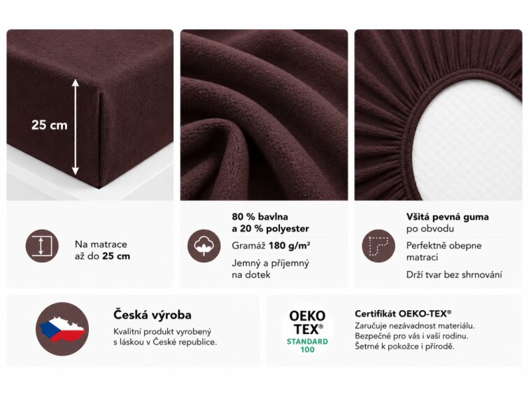 Prostěradlo Froté PERFECT - Tmavá hnědá