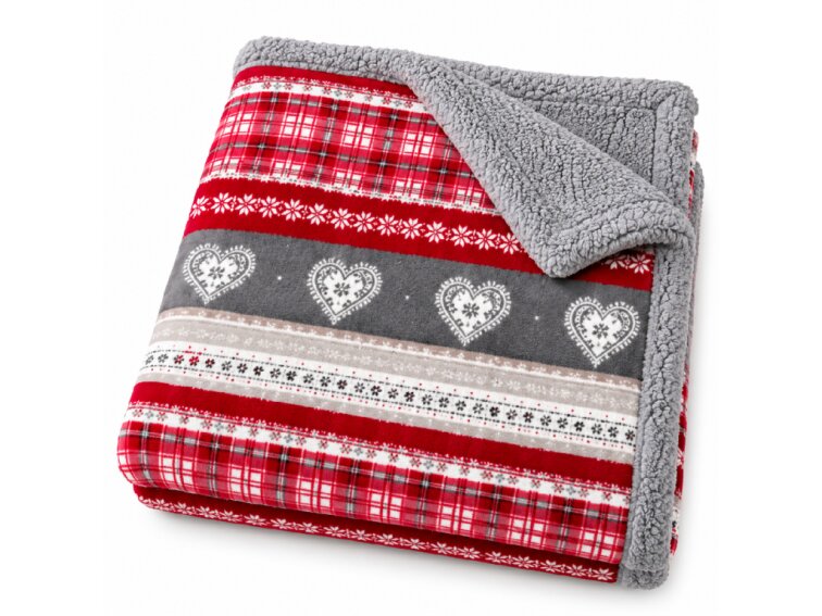 Deka s beránkem mikroflanel Tartan Heart, dárkové balení