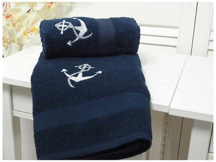 Osuška froté Adria 70x140 s výšivkou - navy Kotva