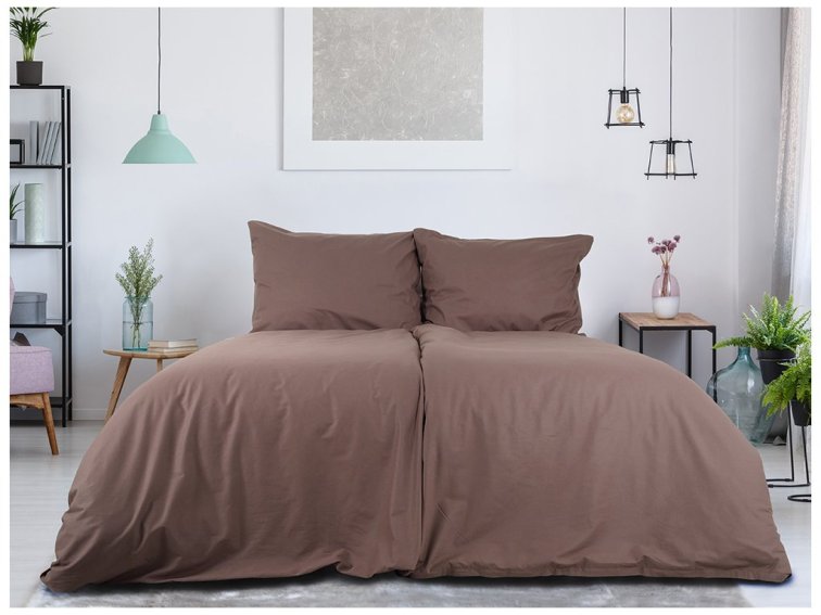 Povlečení BAVLNA Jednobarevné uzavírání ZIP - Hnědá