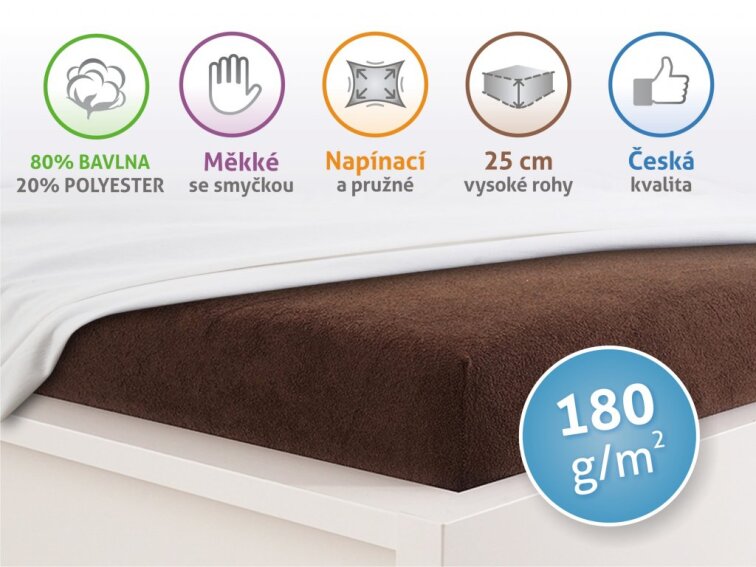 Prostěradlo Froté PERFECT - Tmavá hnědá