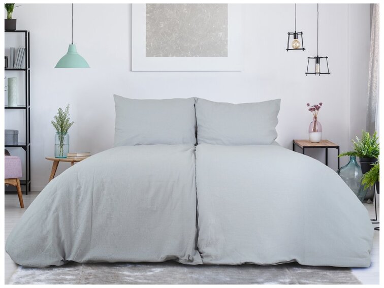 Povlečení jednobarevný KREP Hotel kapsa 140x200+70x90 - šedá