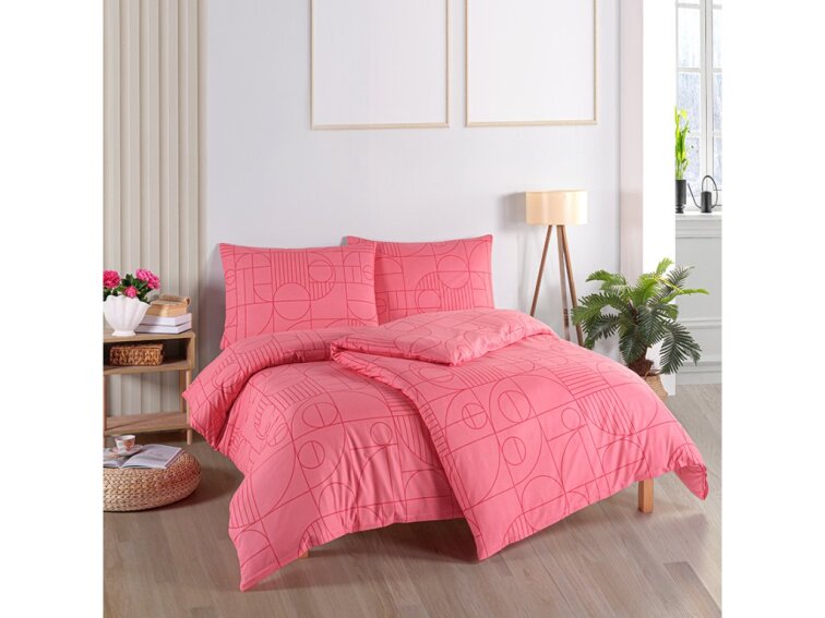 Povlečení BAVLNA 140x200+70x90 - Geo Sunset Coral