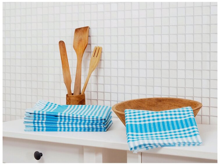 Kuchyňská utěrka káro 45x70 - Tyrkysová