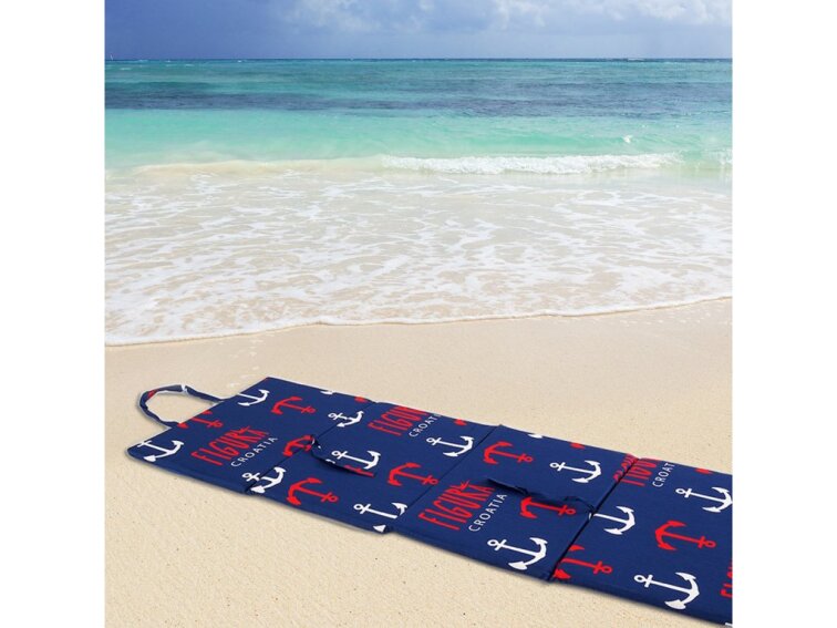 Plážové lehátko - červené a bílé kotvy