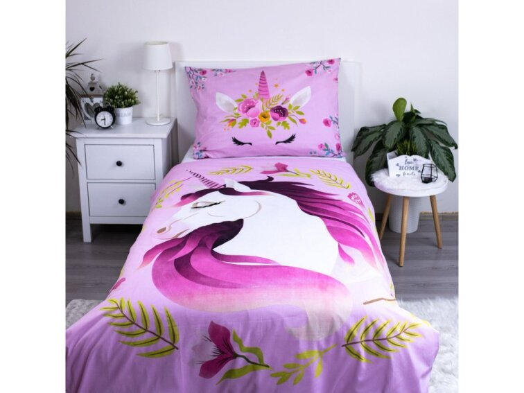 Bavlněné povlečení 140x200 + 70x90 cm - Unicorn Flowers