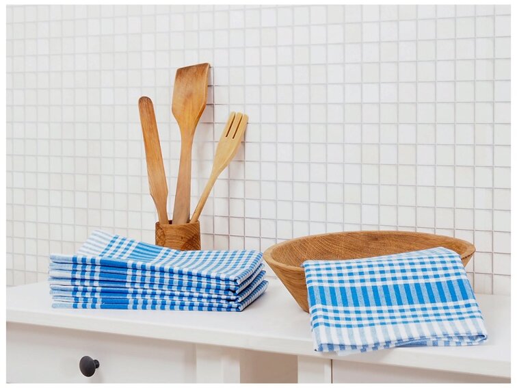 Kuchyňská utěrka káro 45x70 - Modrá