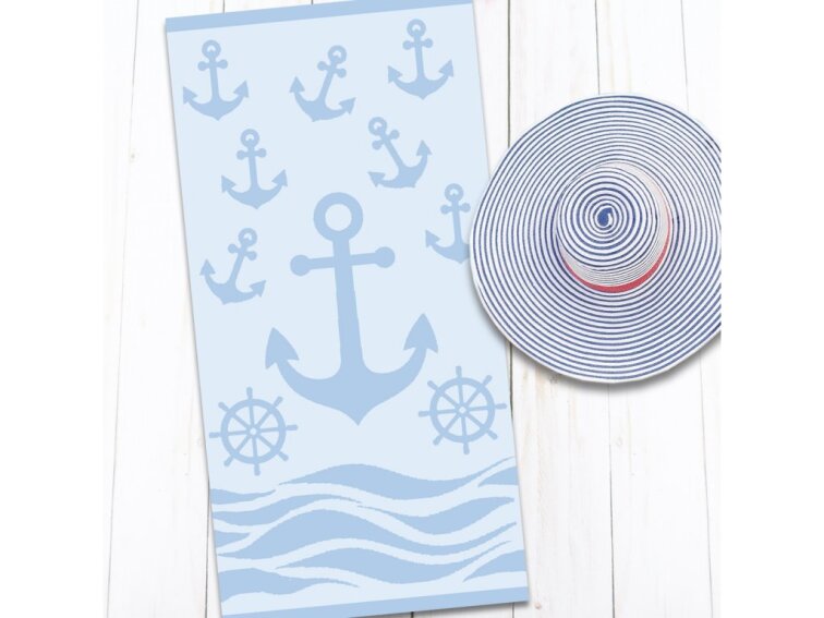 Plážová osuška velur 70 x 140 cm - Kotva 3 (K-19086)