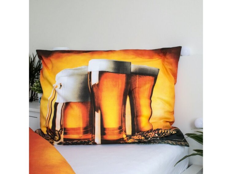 Bavlněné povlečení 140x200 + 70x90 cm - Pivo
