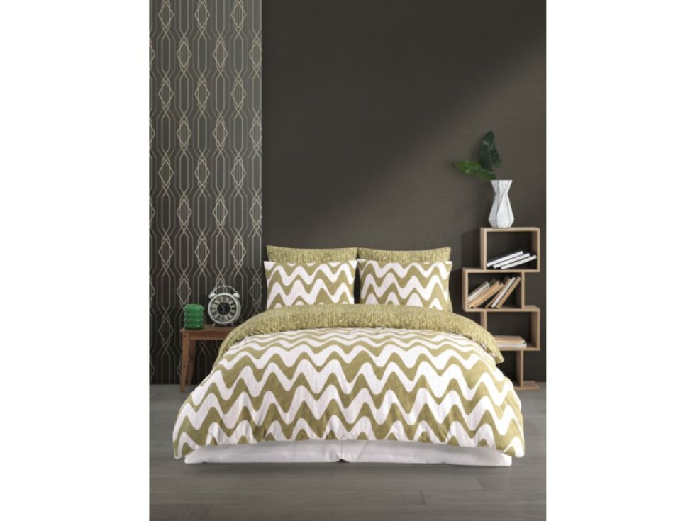 Povlečení BAVLNA RENFORCE GOLD - Waves Yellow