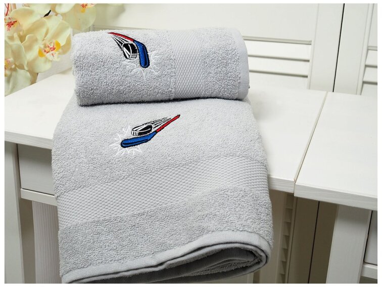 Osuška froté Adria 70x140 s výšivkou - šedá Hockey