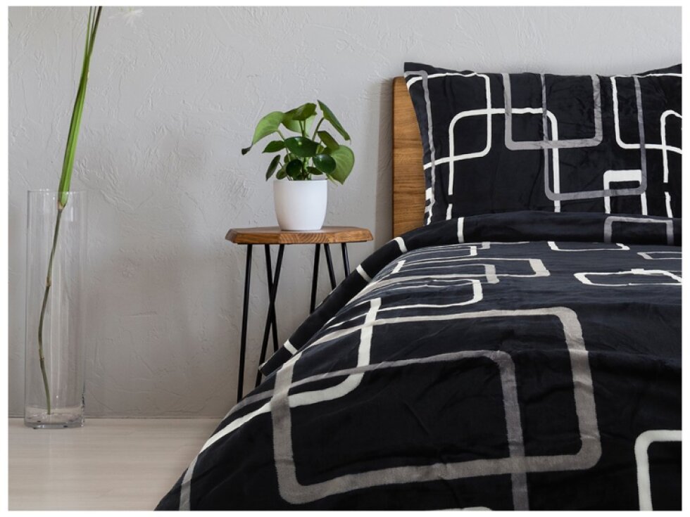 Povlečení MIKROFLANEL 140x200+70x90 - Čtverce černobílé