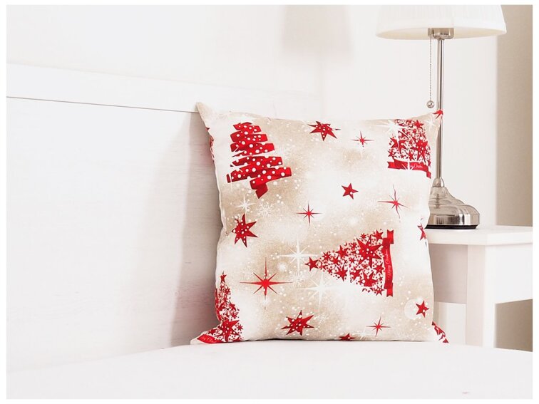 Vánoční dekorační polštářek 45x45 - Stromeček a stuha