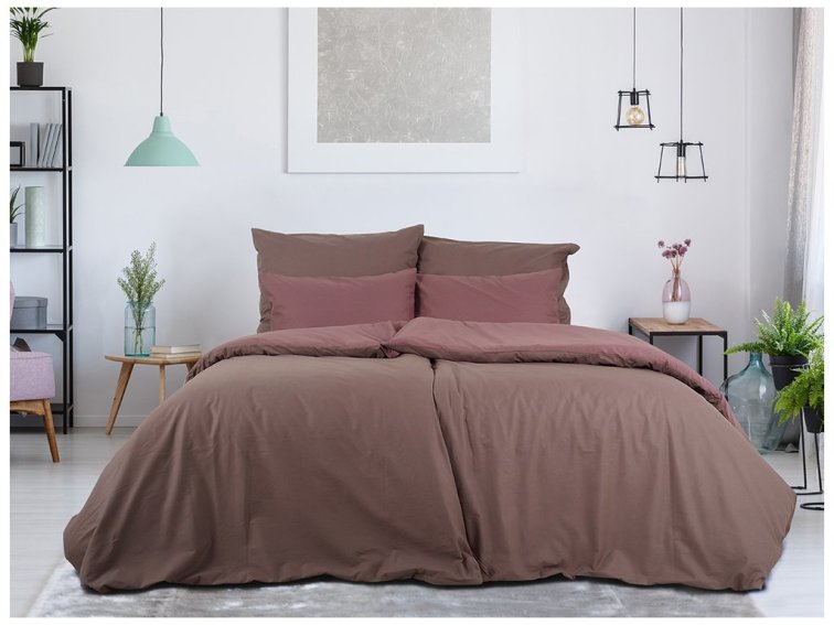 Povlečení BAVLNA Double face hotelový uzávěr - Hnědá/Bordó