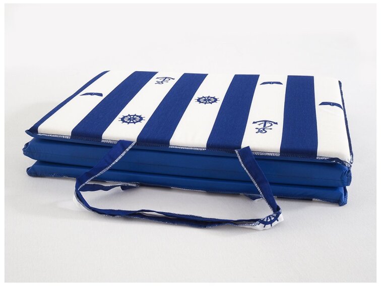 Plážové lehátko - modrobílé pruhy s potiskem