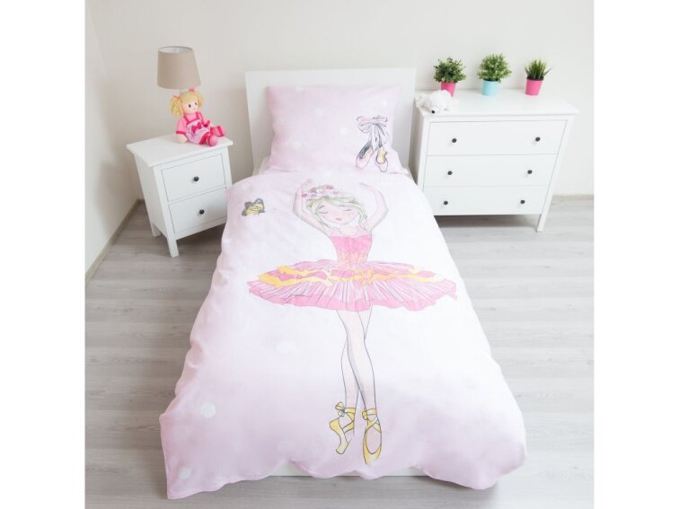Bavlněné povlečení 140x200 + 70x90 cm - Balerína